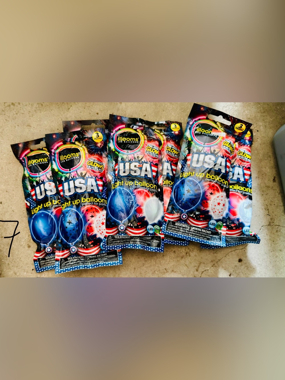 Illooms USA Light Up Balloons - Red, White & Blue